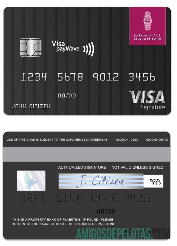 Palestine State Bank Of Palestine Visa Signature Card template